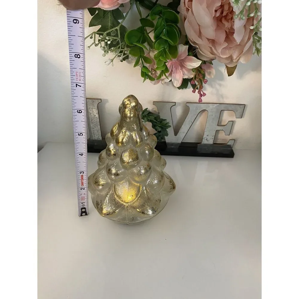 Pottery Barn Vintage Lighted Mercury Glass Christmas‎ Tree Gold Silver 7